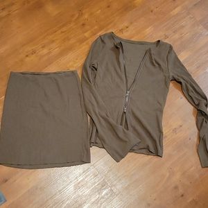 Two piece brown skirt set